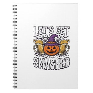 Caderno Espiral Cerveja de Abóbora Halloween Let's Get Smashed