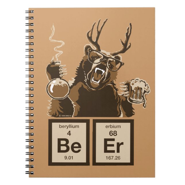 Caderno Espiral Cerveja descoberta urso da química (Frente)