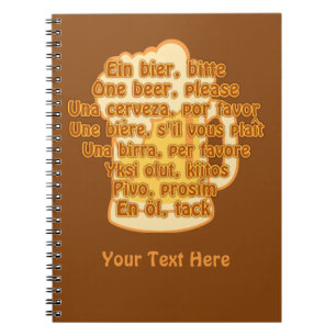 Caderno Espiral CERVEJA em idiomas notebook personalizado