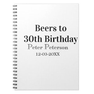 Caderno Espiral Cervejas para 30º aniversário nome data homem eleg