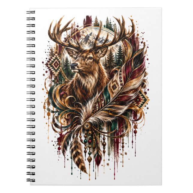 Caderno Espiral Cervo Boho, Sonhando com Cervo (Frente)