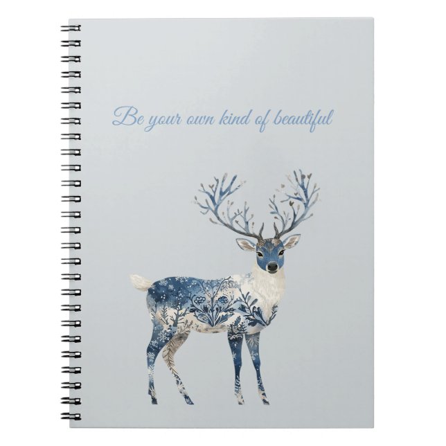 Caderno Espiral Cervo Chic Azul Branco (Frente)