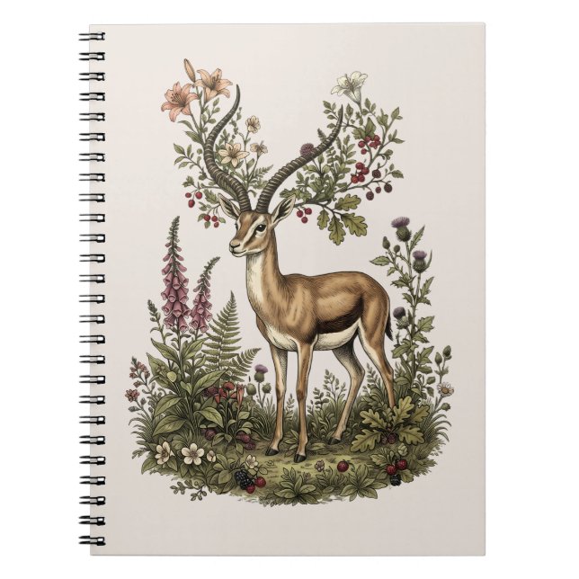 Caderno Espiral Cervo com Flor Silvestre  (Frente)