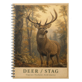 Caderno Espiral Cervo Veado Bosques VINTAGE