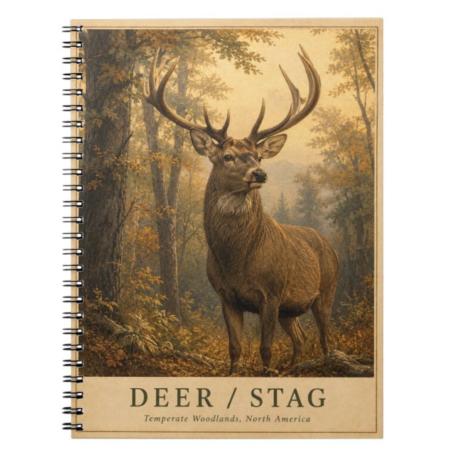 Caderno Espiral Cervo Veado Bosques VINTAGE (Frente)