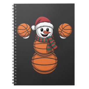 Caderno Espiral Cesta de Boneco de Neve Basquetebol Natal Santa Be