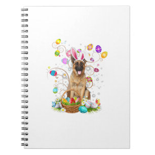 Caderno Espiral Cesta de caça a ovos de Páscoa do cão pastor alemã