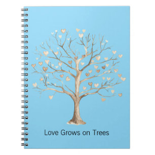 Caderno Espiral Céu Azul Água O Amor Cresce Nas Árvores Corações