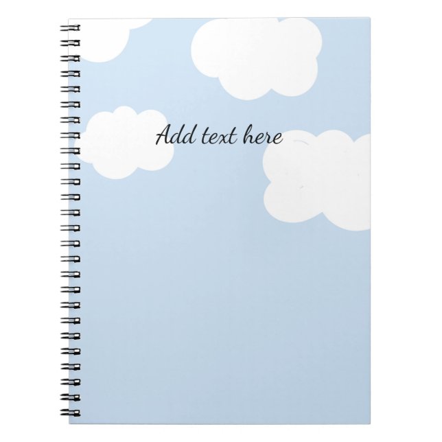 Caderno Espiral Céu Azul, Modelo de Nuvens Brancas Fluffy, (Frente)