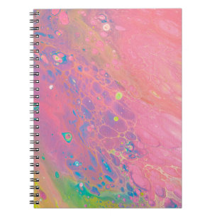 Caderno Espiral Céu em Vênus Coral Cor-de-Rosa Galáxia Acrílica