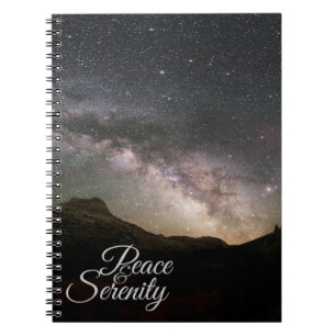 Caderno Espiral Céu nocturno da montanha da paz & da serenidade