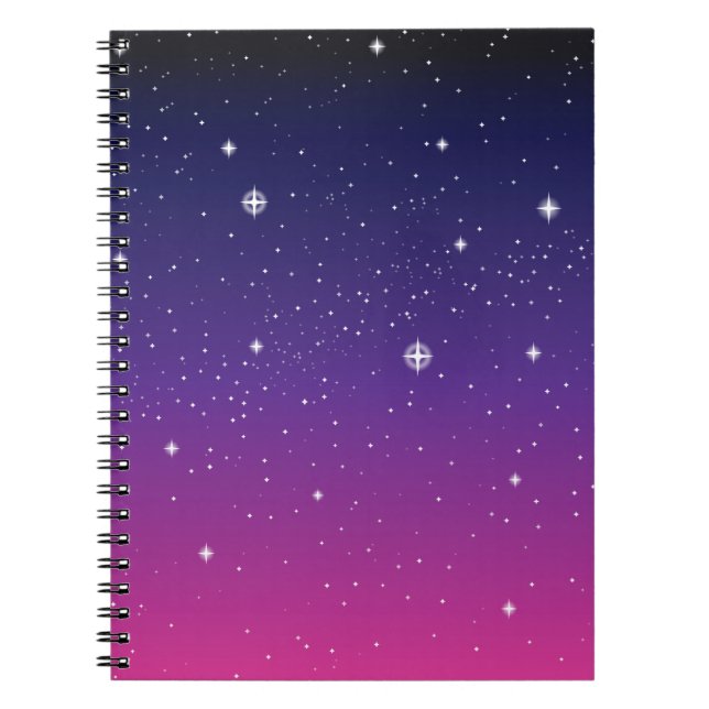 Caderno Espiral Céu Noturno Estrelado Roxo Escuro (Frente)
