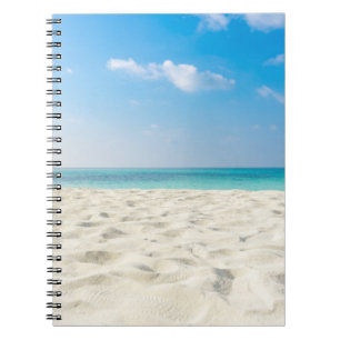 Caderno Espiral Céu tropical da areia do mar da praia & dia de