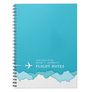Caderno Espiral Céus Amigáveis Instrutor de voo Nome personali