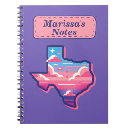 Caderno Espiral Céus de Algodão Doce Rosa e Azul do Texas