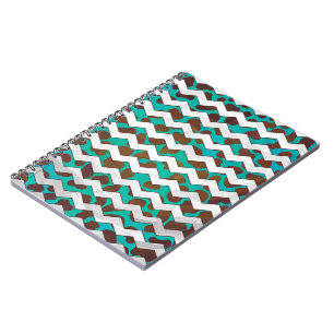 Caderno Espiral Cevron Dalmatian Brown e Teal
