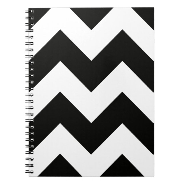 Caderno Espiral Cevron (preto e branco) personalizável (Frente)