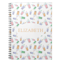 Caderno Espiral Chá Boba Pastel de Bolha Personalizada