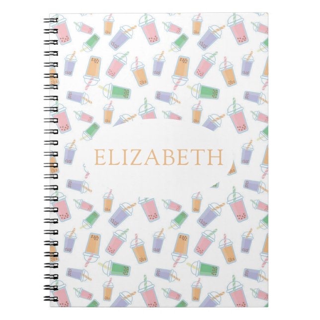 Caderno Espiral Chá Boba Pastel de Bolha Personalizada (Frente)