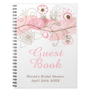 Caderno Espiral Chá de Bebê com Torção Floral Rosa