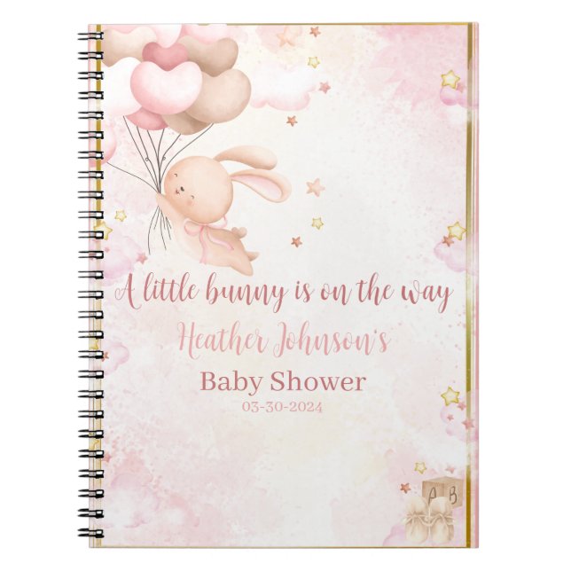 Caderno Espiral Chá de Bebê da Menina Bunny (Frente)