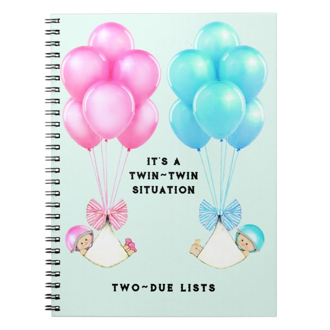Caderno Espiral Chá de Bebê de Gêmeos (Frente)