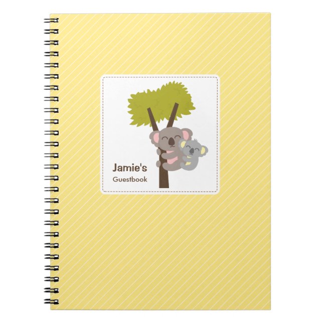 Caderno Espiral Chá de Bebê do Ursinho Coala Fofo e a Mamãe (Frente)