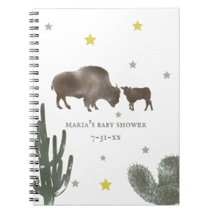 Caderno Espiral Chá de fraldas de Mama Baby Buffalo Cactus
