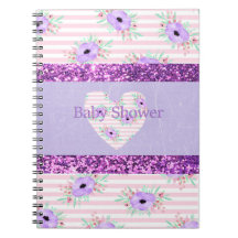 Chá de fraldas Planner Notebook Purple & Pink Flor
