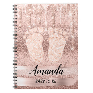 Caderno Espiral Chá de fraldas Revival Rosa Dourado Pés Drives