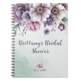 Caderno Espiral Chá de Noiva Lavanda & Floral Verde