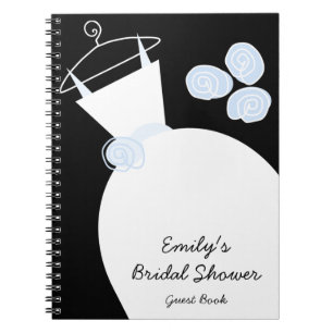 Caderno Espiral Chá de panela azul de Casamento preto