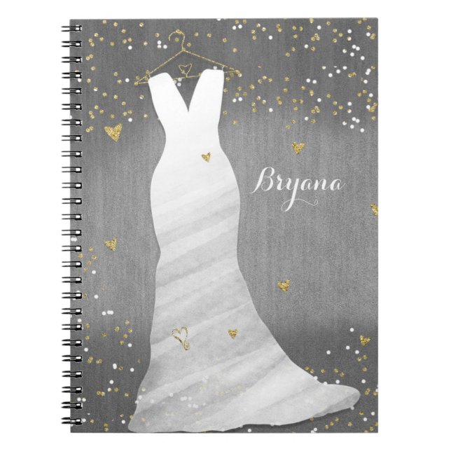 Caderno Espiral Chá de panela de Corações de Confetti, Vestido de  (Frente)