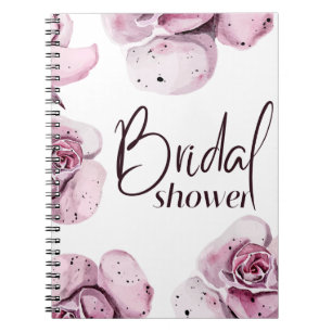 Caderno Espiral chá de panela de flores roxas elegantes