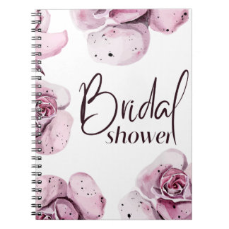 Caderno Espiral chá de panela de flores roxas elegantes