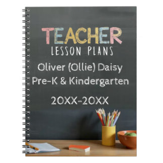 Caderno Espiral Chalkboard-Style Teacher Lesson Plan Notebook