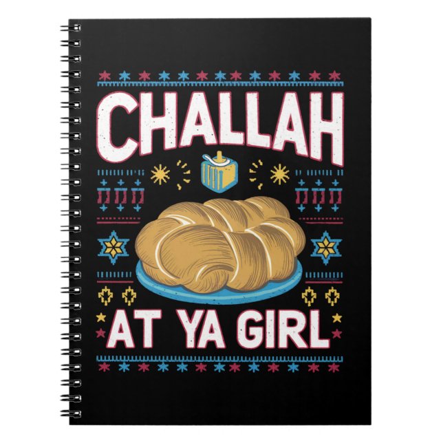 Caderno Espiral Challah Na Ya Girl Funny Hanukkah Comida Chanukah (Frente)
