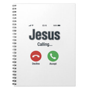 Caderno Espiral Chamado de Jesus Tela de Telefone Design de Camisa