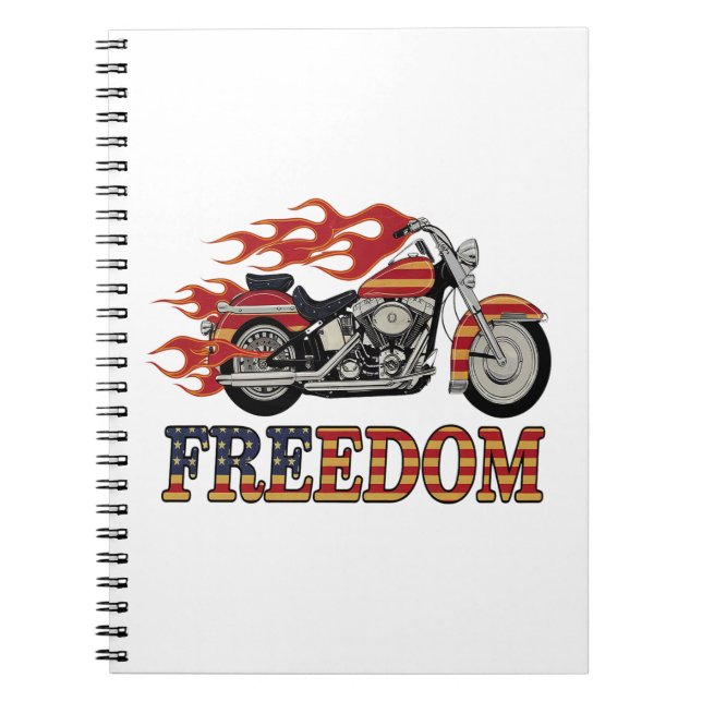 Caderno Espiral Chamas de Motocicleta Liberdade (Frente)