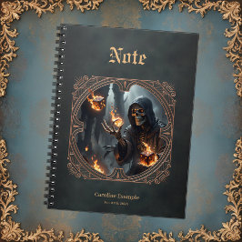 Caderno Espiral Chamas Góticas, a guardiã dos dados queimados