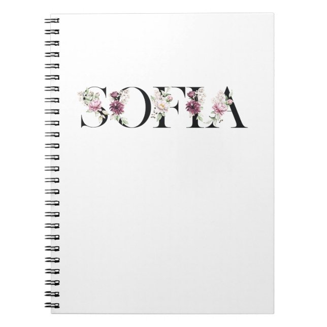 Caderno Espiral Chame Sofia. (Frente)