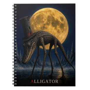 Caderno Espiral Chapéu Alto Gótico de Jacaré Surrealismo gótico