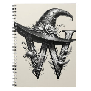 Caderno Espiral Chapéu de Bruxa Negra Carta Mágica de Feitiçaria