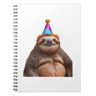 Caderno Espiral Chapéu de festa de aniversário de preguiça chunky
