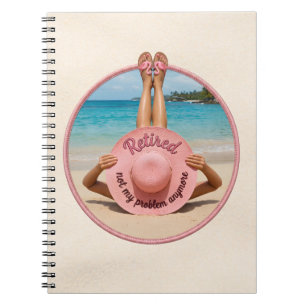 Caderno Espiral Chapéu de Praia Tropical Aposentadoria Não É Mais