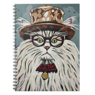 Caderno Espiral Chapéu e óculos vestidos de gato