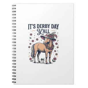 Caderno Espiral Chapéu Floral Cavalo Derby Day Y'all