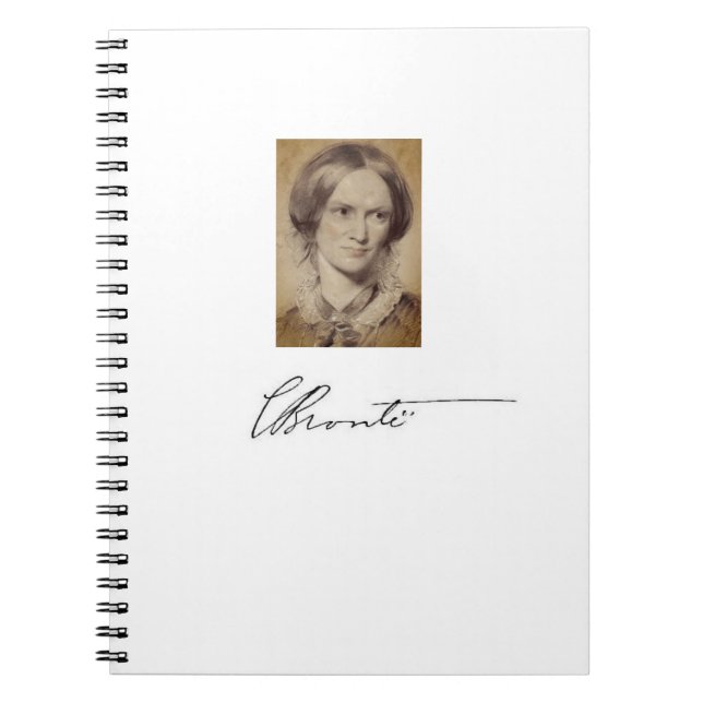 Caderno Espiral Charlotte Brontë - retrato e assinatura (Frente)
