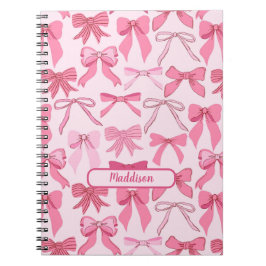 Caderno Espiral Charming Pink Bow Pattern