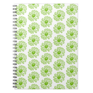 Caderno Espiral Chartreuse Green Daisy Impressão, Hippie Flower Im